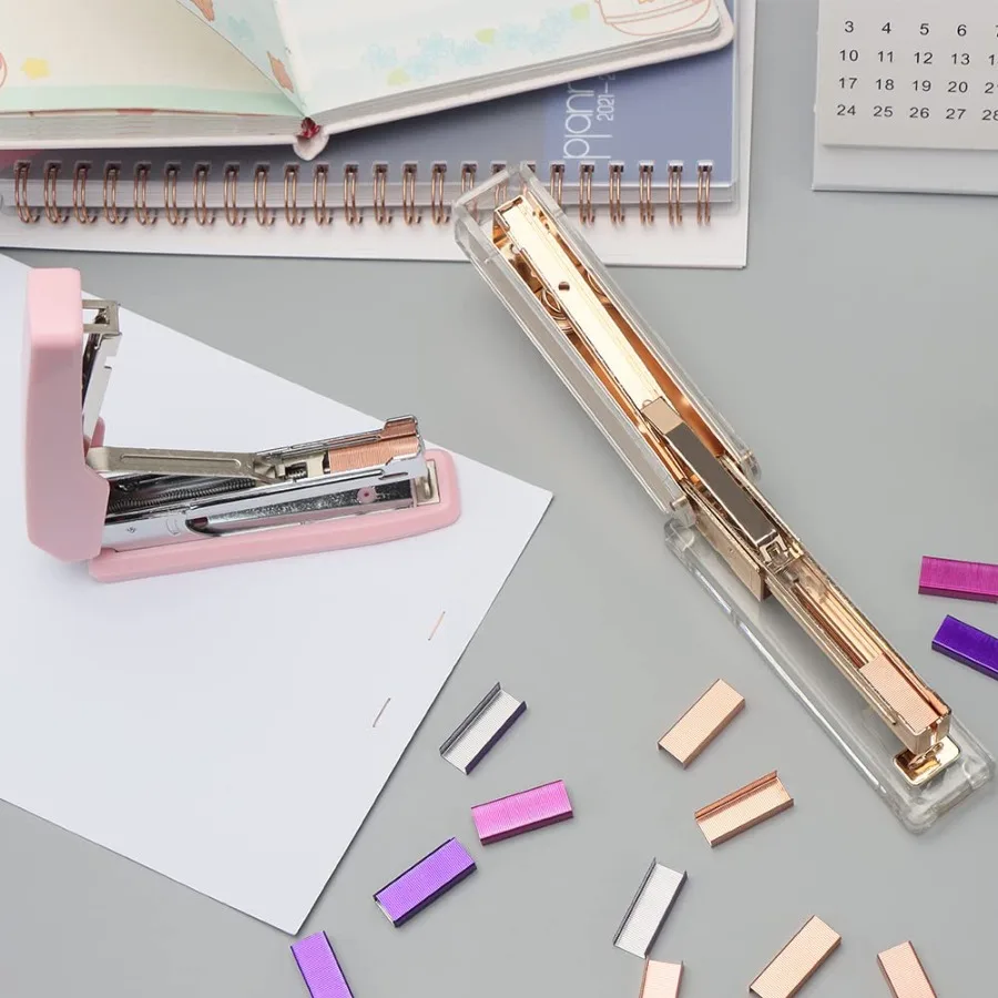 Colored Mini Staple Refills for Mini Stapler Jam Free 1000pcs Pack 4 Packs No.10 Total