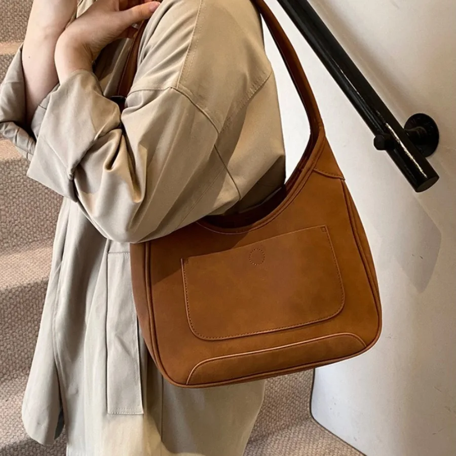

New Fashionable High-End Underarm Bag Bucket Bag Retro Minimalist Matte Finish Versatile Single-Shoulder Bags for Women