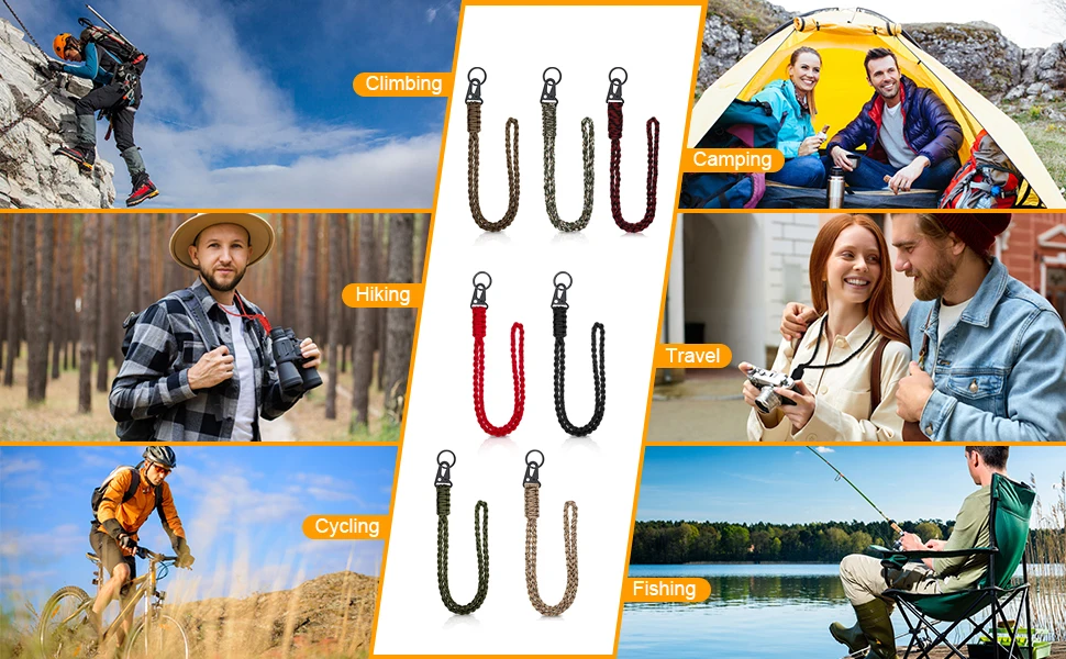 Robuster geflochtener 550-Paracord-Halsband-Schlüsselanhänger, Überlebens-Fallschirmseil-Lanyard-Halskette, HK-Clip, Schlüsselanhänger, Outdoor-Werkzeuge – Detail 2