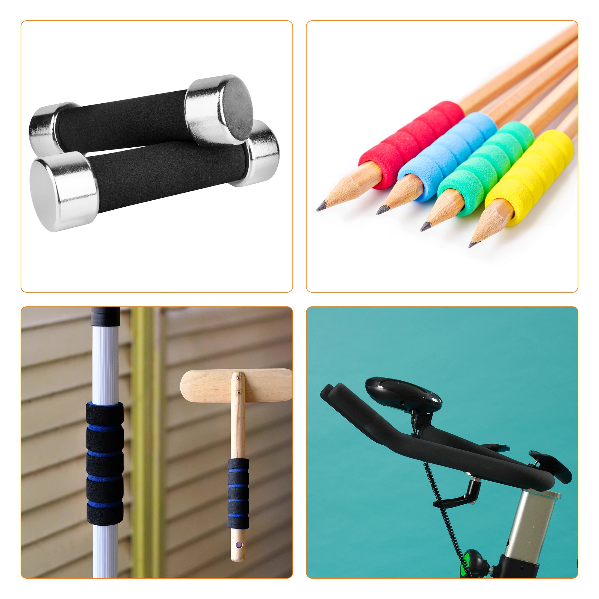Uxcell Busa Pegangan Tubing Pegangan 0.7 "ID 3/16" Dinding Tebal 11.6 "Hitam Non-slip untuk Kebugaran, Alat Pegangan Mendukung 4 Pak