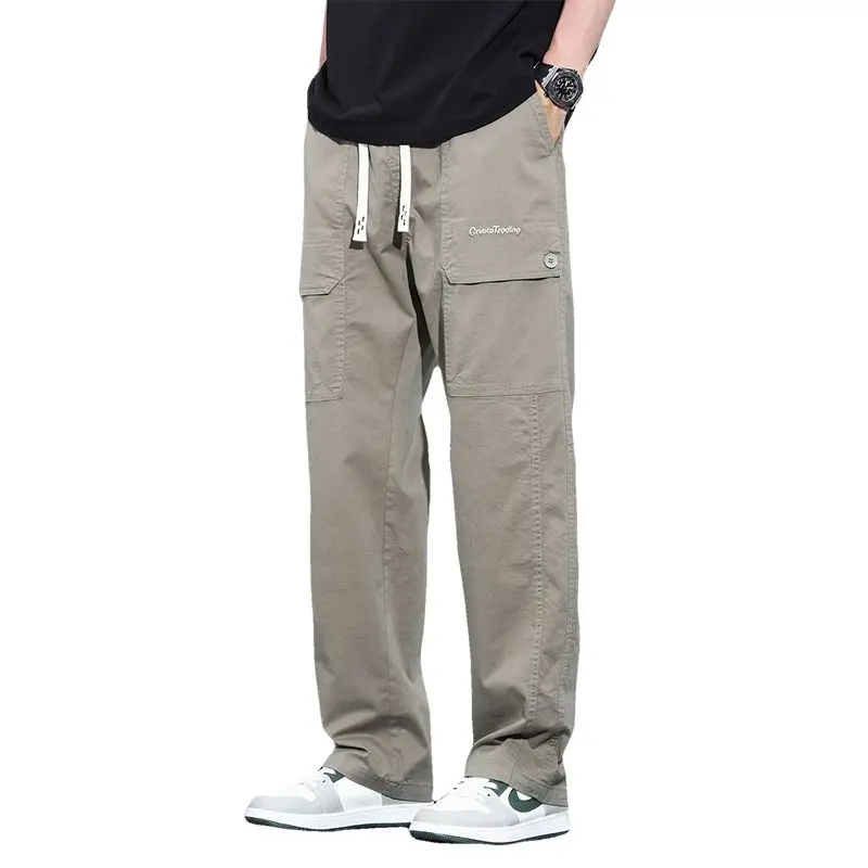 Jeans a gamba larga lavati stile giapponese Pantaloni da lavoro vintage da uomo Pantaloni casual larghi a gamba dritta estivi