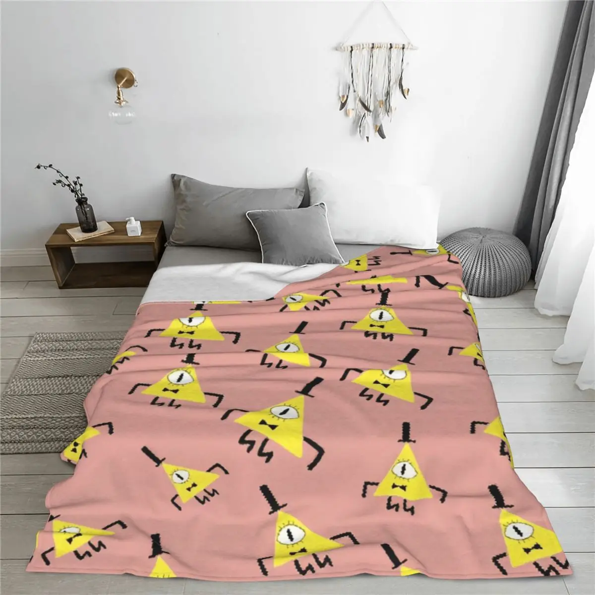 Gravity Falls Bill Cipher Blanket Fleece Textile Decor Cartoon Anime Portable Lightweight Thin Throw Blanket Bedding Rug Piece