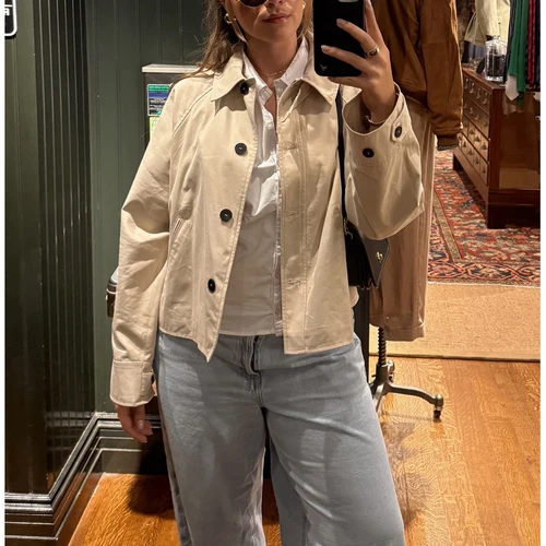 Imagen 2 del producto MUJER Gabardina para mujer, chaqueta recortada de entretiempo para mujer, prendas de vestir exteriores, cortavientos corto para mujer, abrigos con botones para exteriores para mujer