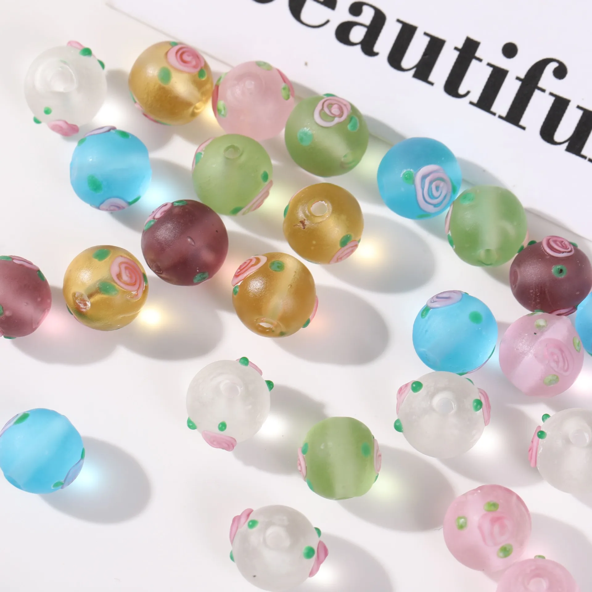 2pcs 12mm glass hand-painted round beads diy handmade bracelet necklace earrings jewelry accessories