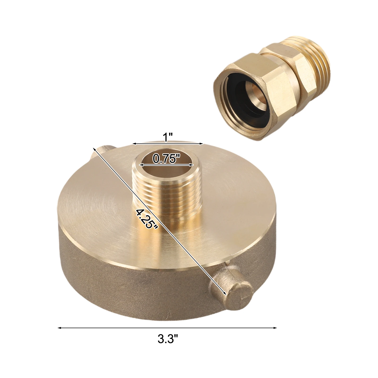 Fire Hydrant Hose Adapter Brass 4.25inchx3.3inch for versatile 2-1/2 NST/NH Female 3/4 for ght Male Connect Garden Hose