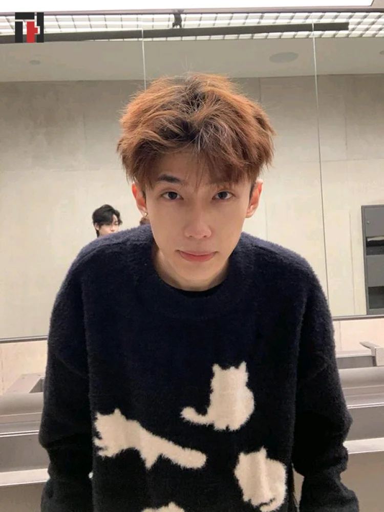 

Bla Lazy Men's Knitted Sweater round Ne Loose Fit Autumn Winter American Design Sle Casual Long Sve Top