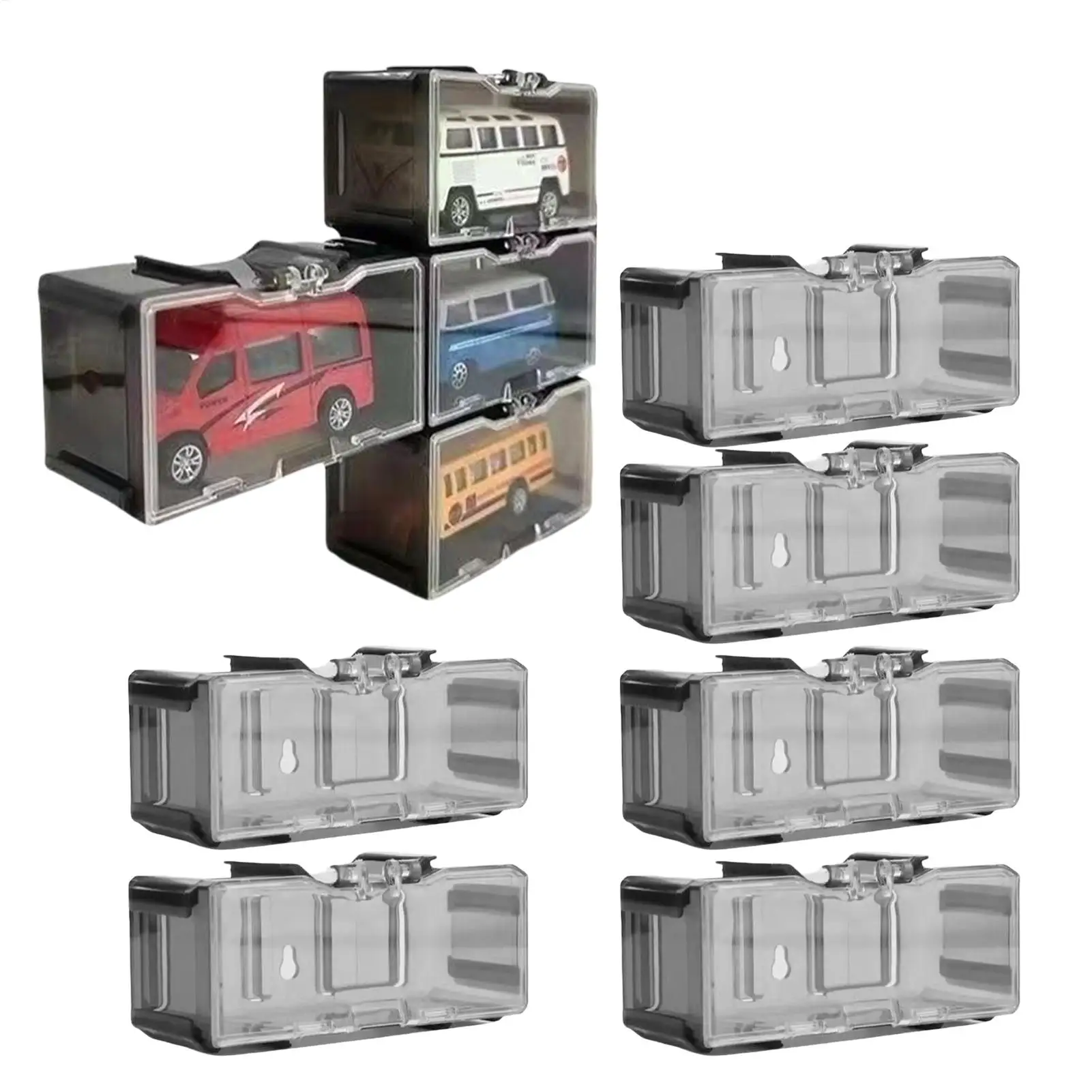 Vitrine für Automodelle im Maßstab 1:64, stapelbare Modell-Aufbewahrungsbox mit transparentem Deckel, staubdichter Modell-Auto-Schutz, Organizer-Box