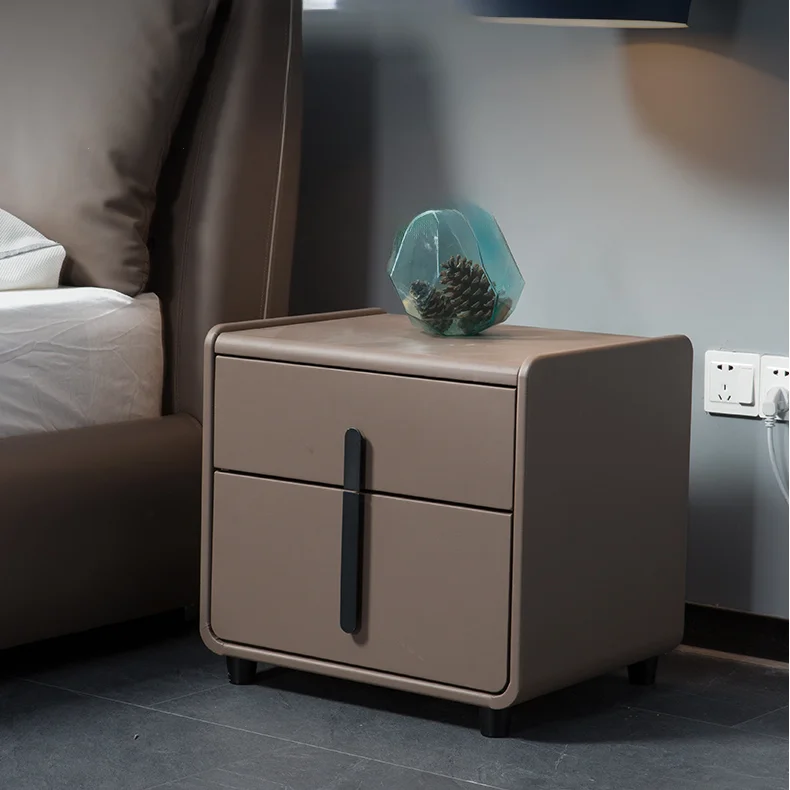 

Современная прикроватная тумбочка с 2 ящиками, деревянная, для спальни, легко чистится, компактная, для дома