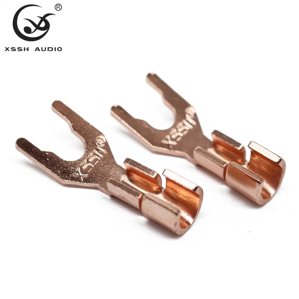 

4, 8, 16 шт. XSSH OEM DIY HIFI аудио U/Y-образные штекеры-бананы для проводов 5,5 мм, родиевые, для пайки, коннекторы-терминалы