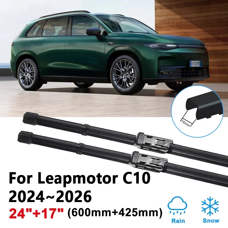 

24"+17" For Leapmotor C10 Accessories 2024 2025 2026 Car Front Wiper Brushes Clean Window Wipers Blades Rubber Strip Auto Tools