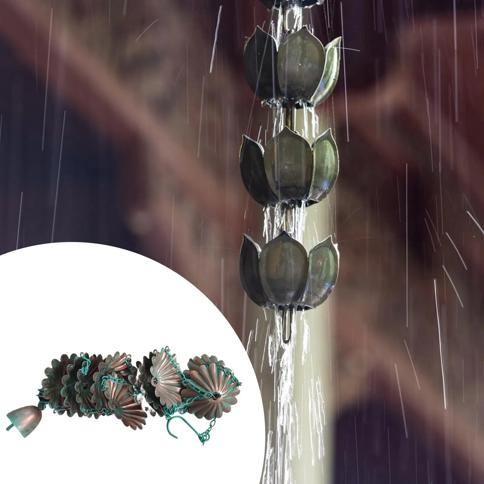 

Rain Chain for Gutter Rain Catcher Chain Metal Decorative Replacement Downspout for Gazebo Garden Courtyard Outside Awning