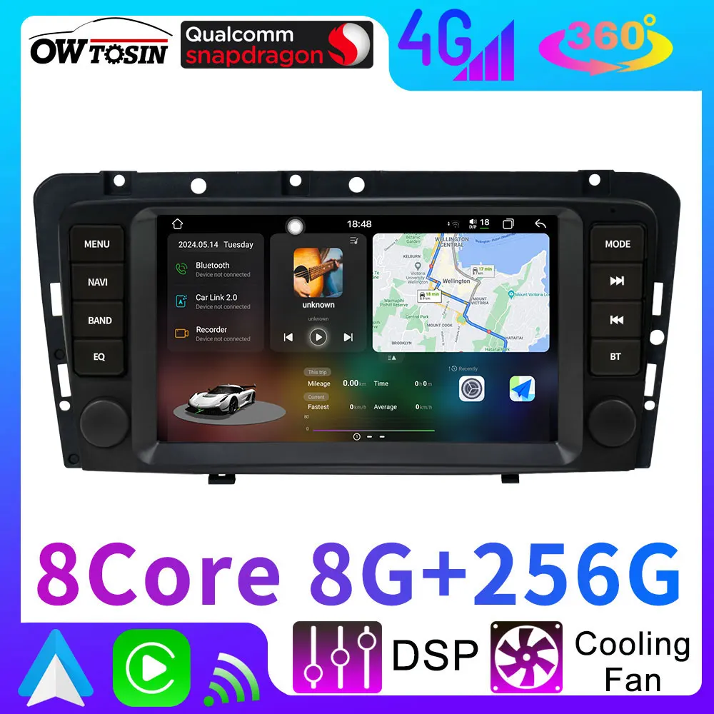 7870 12G+256G Android 13 Car GPS Navigation Radio For Volvo XC70 V70 S60 2004-2009 360°Camera Autoradio CarPlay Head Unit Stereo