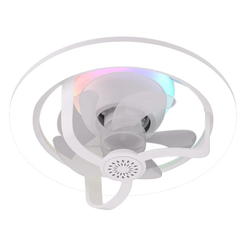360 °   Lampu Kipas Langit-langit Kepala Bergerak E27 Led Remote Control Warna RGB Kecepatan Angin 3 Tingkat untuk Penerangan Rumah Ruang Tamu Kamar Tidur