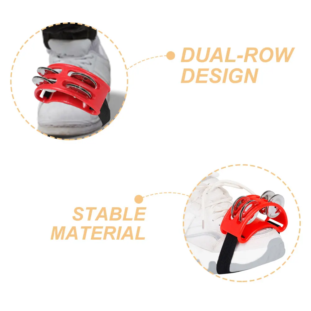 

2Pcs Red Percussion Instrument Adults Instrument Musical Foot Bell Shaker Tambourine Foot Tambourines Adult Bell