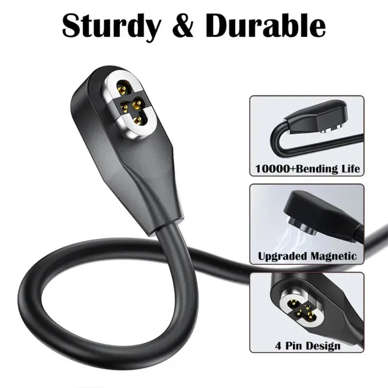 Magnetyczny kabel ładujący USB 100cm 4-pinowy do słuchawek przewodnictwa kostnego, stabilne i bezpieczne ładowanie z ochroną dla Shokz OpenSwim Pro S710 — zdjęcie produktu 4