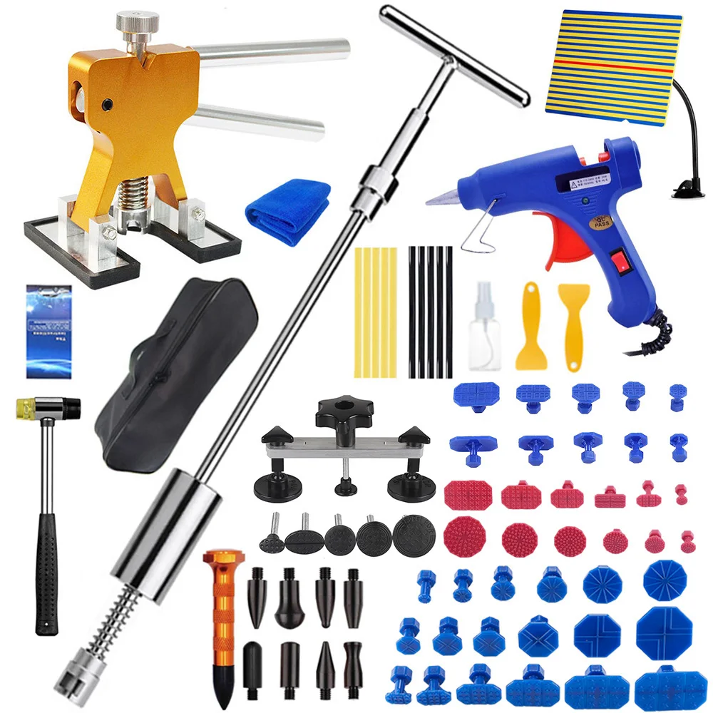 Universal Car Dent Repair Tools Paintless Dent Hail Pit Removal Repair Body Dent Sheet Metal Puller Rubber Hammer Fix Tool Kit