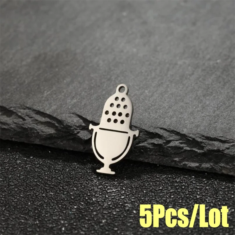 5Pcs/Lot Classical Musical Instrument Diy Dangle Charms For Women Stainless Steel Pendant Jewelry Creation Materials Wholesale