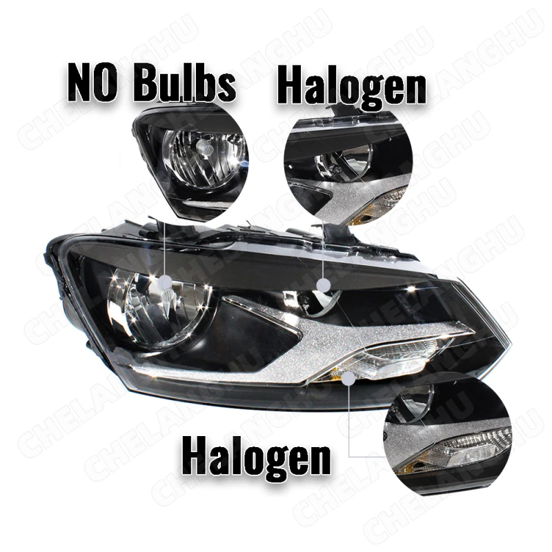 1Pc Right Side Front Halogen HeadLamp Turn Lights DRL For VW Polo 2012 2013 2014 2015 Car Accessories