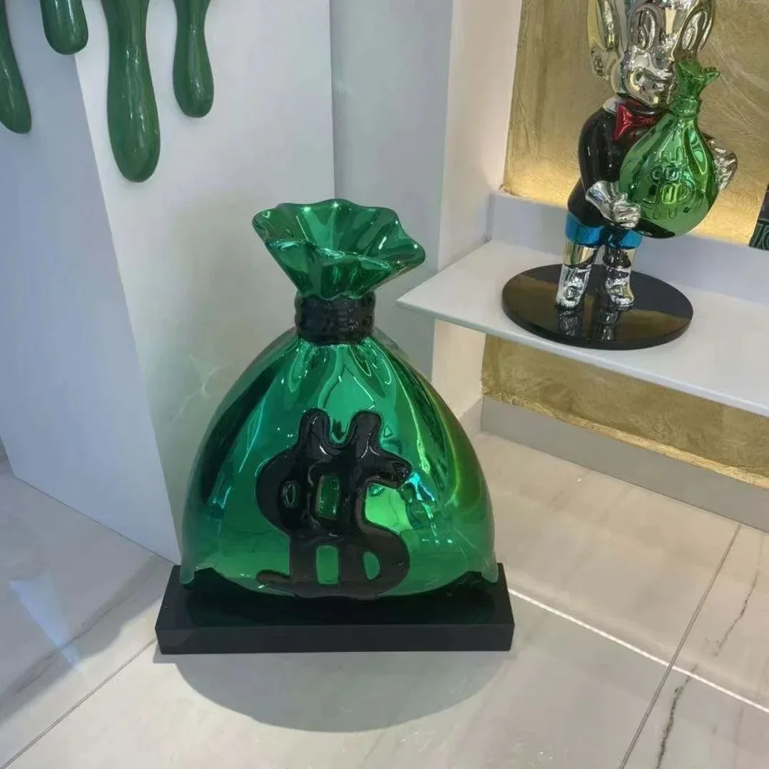 Money bag  Pop Art Statues Home Decor Modern Resin Sculpture  Crafts And Arts For Gifts