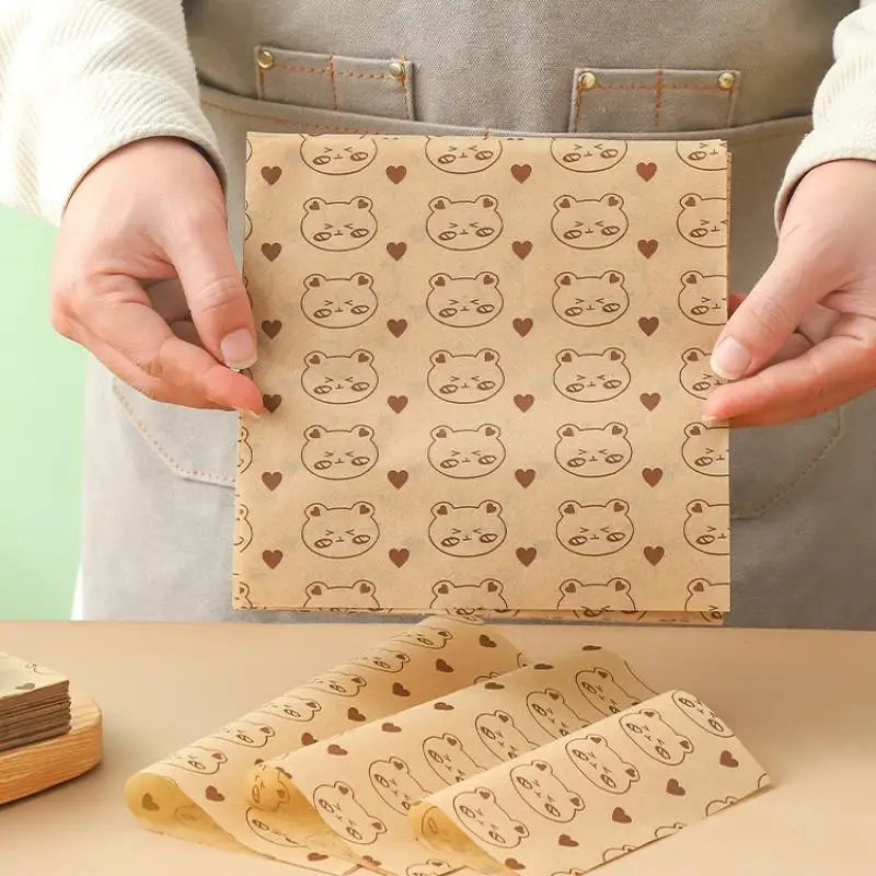 

100Pcs Food Grade Bbq Sandwich Packaging Paper Oil Absorbing Baking Paper Separating Bread From Oil Snack Style Oil Proof Pad