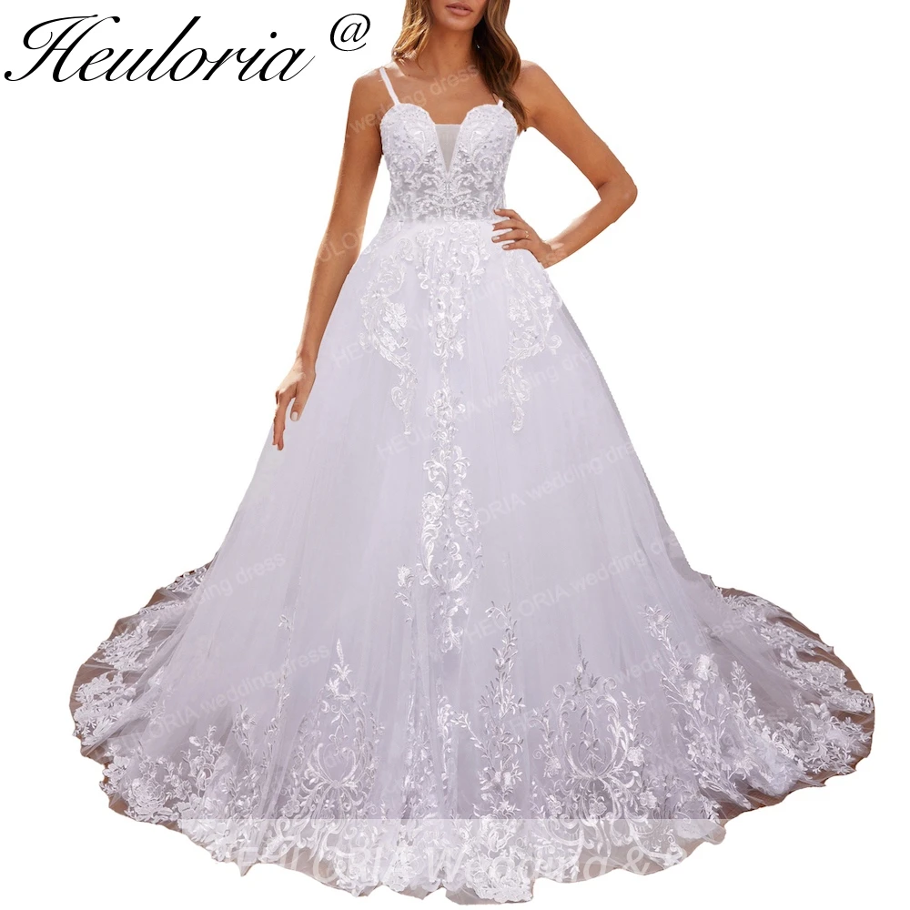 HEULORIA Elegant lace beading Boho Wedding Dress A line sweetheart  long train Wedding Bridal dress