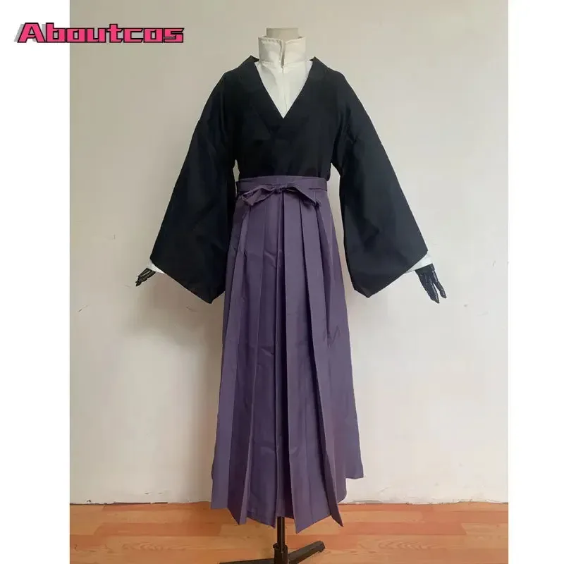 Aboutcos Anime Cosplay Hat Costume Toilet-Bound Hanako-kun Hakama Pant Kendo Costume Tsukasa Yugi Samurai Kimono Sets Men Outfit