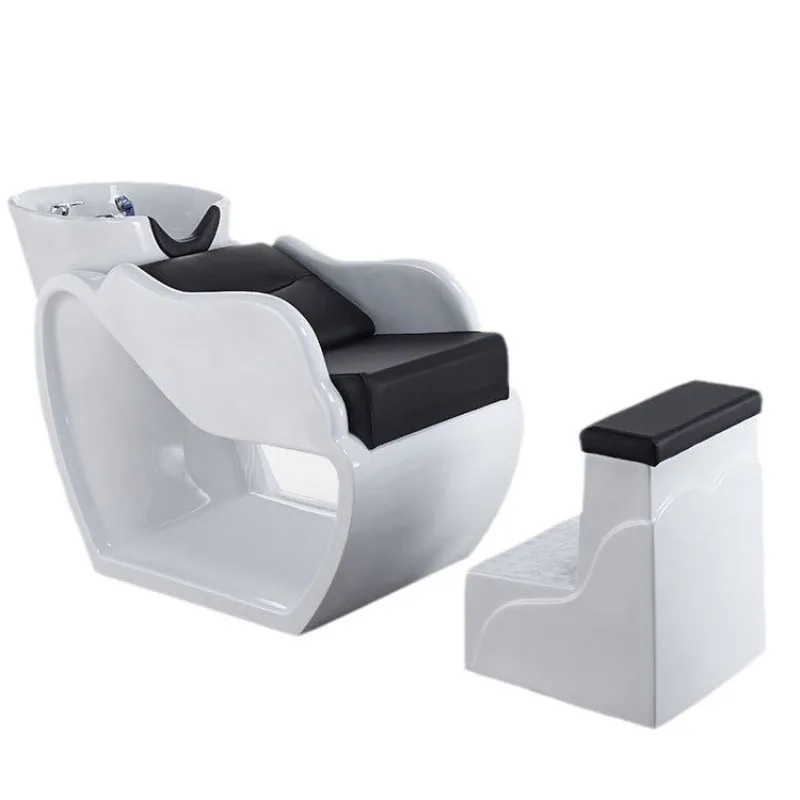 

Internet celebrity hair salon semi-reclining shampoo bed barber shop special ceramic basin flush bed massage bed hair salon with