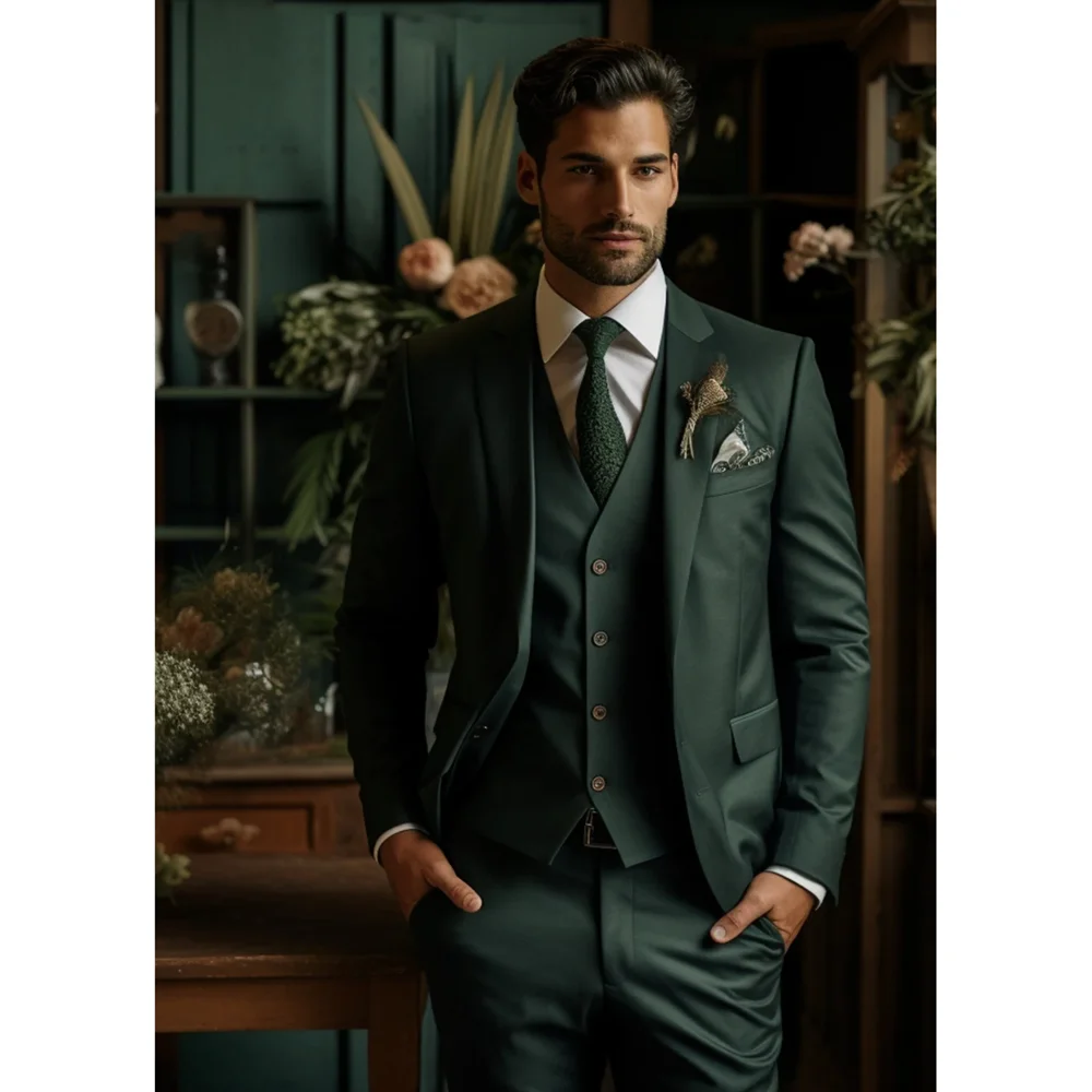 

Men Suits 3 Piece (Blazer+Vest+Pants) Fashion Single Breasted Notch Lapel Male Suit Slim Smart Casual Formal Wedding Tuxedo