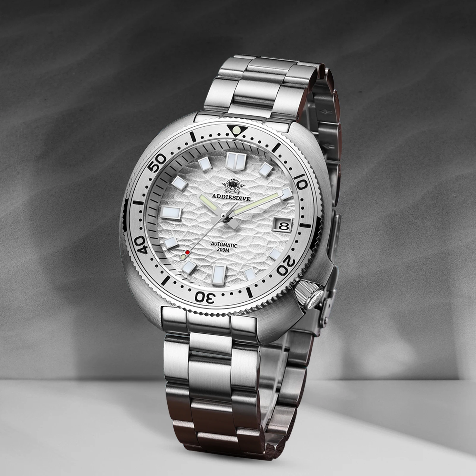 ADDIESDIVE 43mm Mechanical Watches for Men 200m Waterproof Wave Texture Sapphire Glass NH35 Automatic BGW9 Luminous Diver Watch