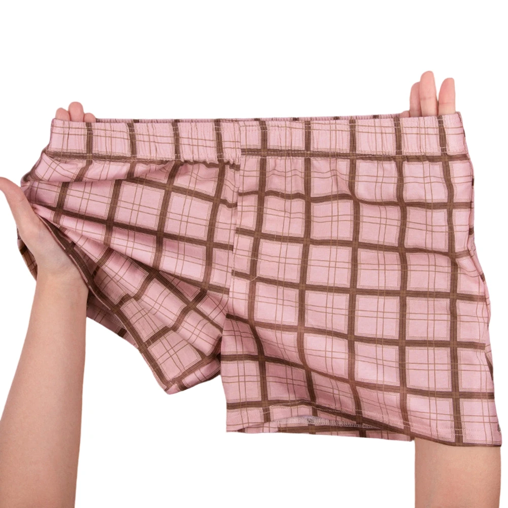 Men Plaid Striped Boxers Shorts Underwear Loose Comfortable Sleep Trunks Panties Boxer Shorts Pants For Men Home Daily Wear