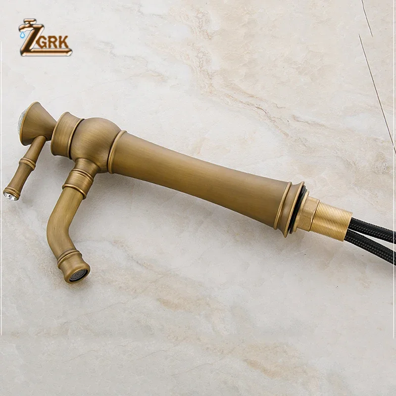 ZGRK Basin Faucets Brass Bathroom Sink Faucet Crystal Single Lever Rotate Spout Mixer Tap Hot Cold Water Taps