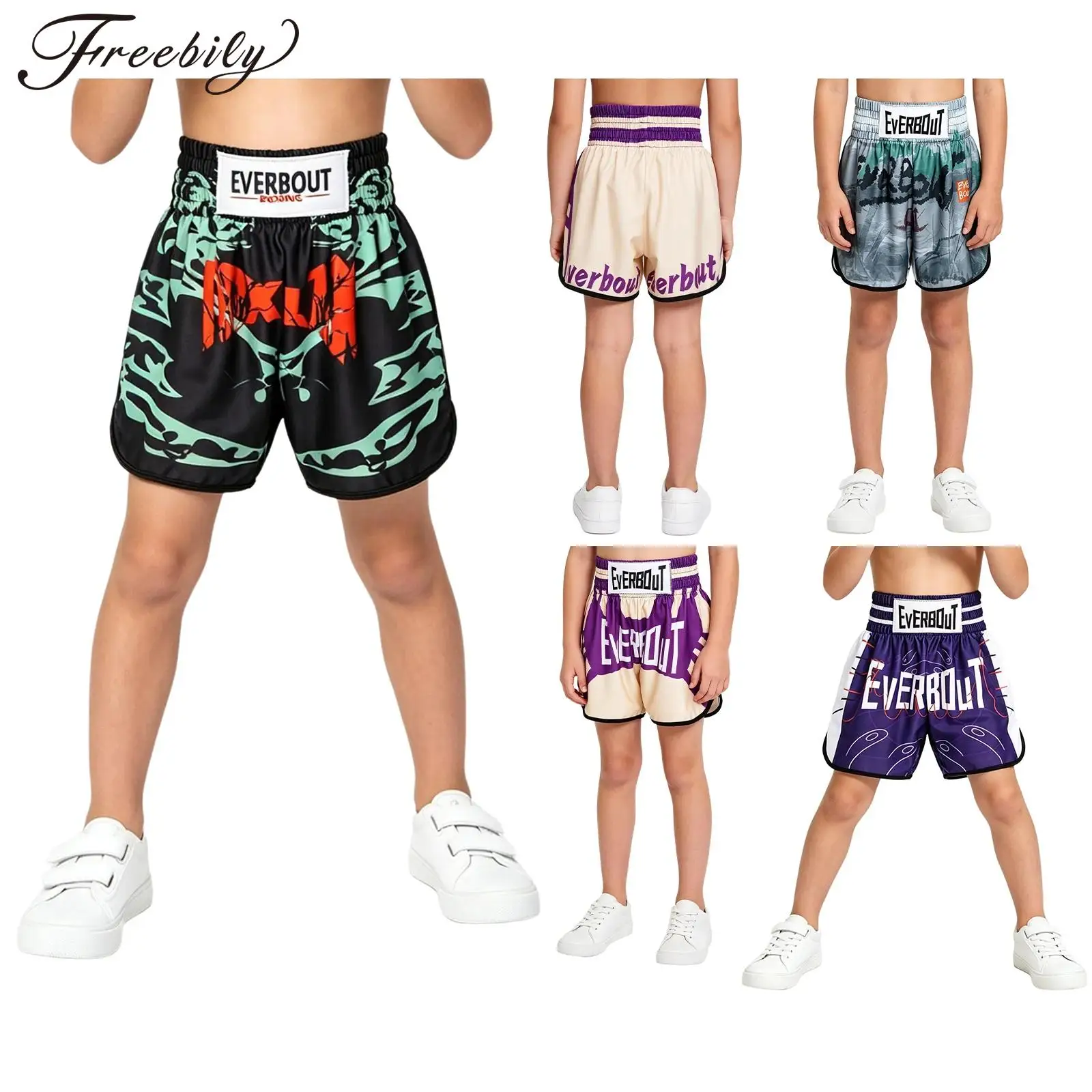 Calzoncillos Boxer con Estampado de Letras para Niños, Pantalones Cortos para Boxeo, Kickboxing, Muay Thai, Entrenamiento, Gimnasio, Deportes