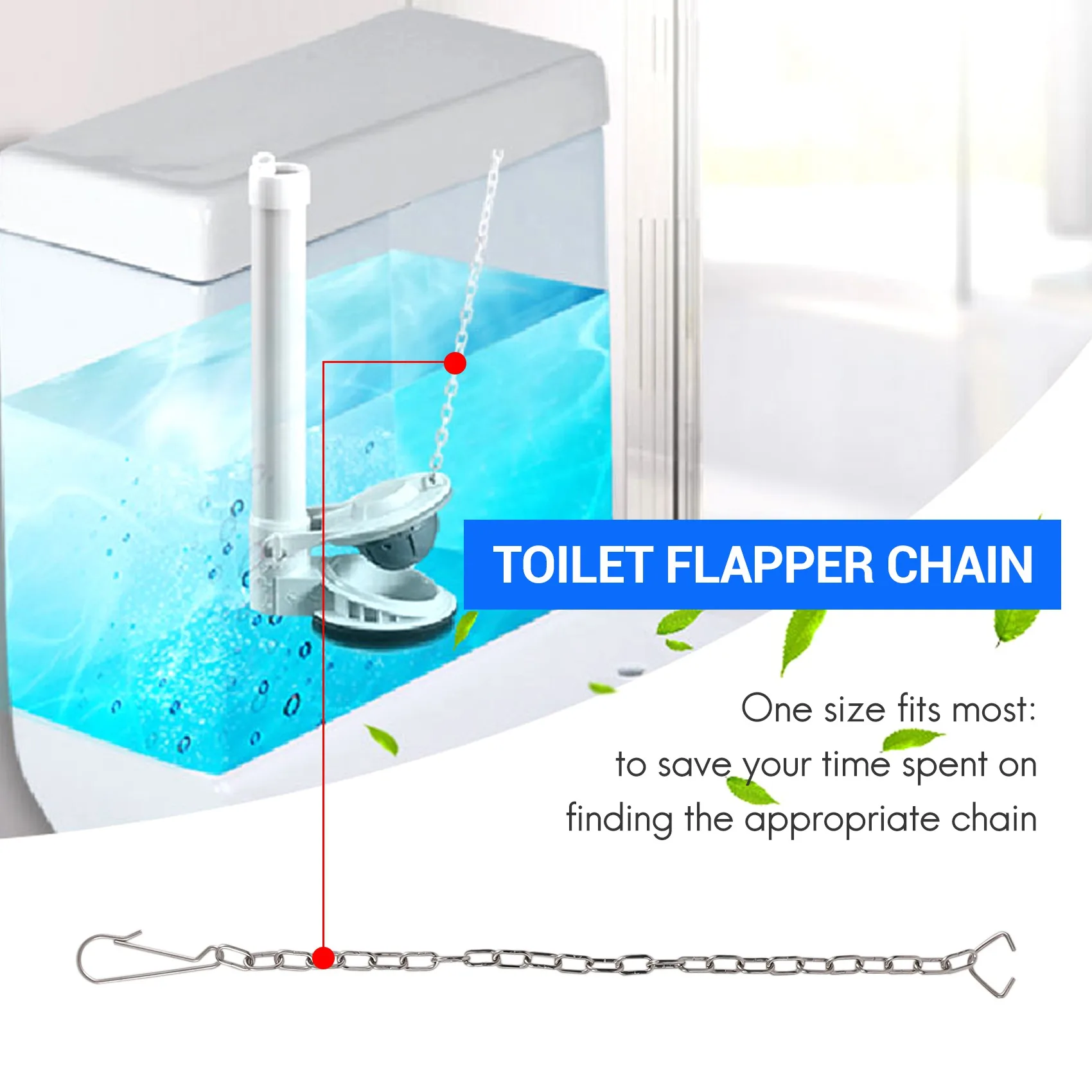 ABAH-10 Pieces Toilet Handle Chain Stainless Steel Toilet Flapper Lift Chain Replacement Fits Most Toilet Flappers