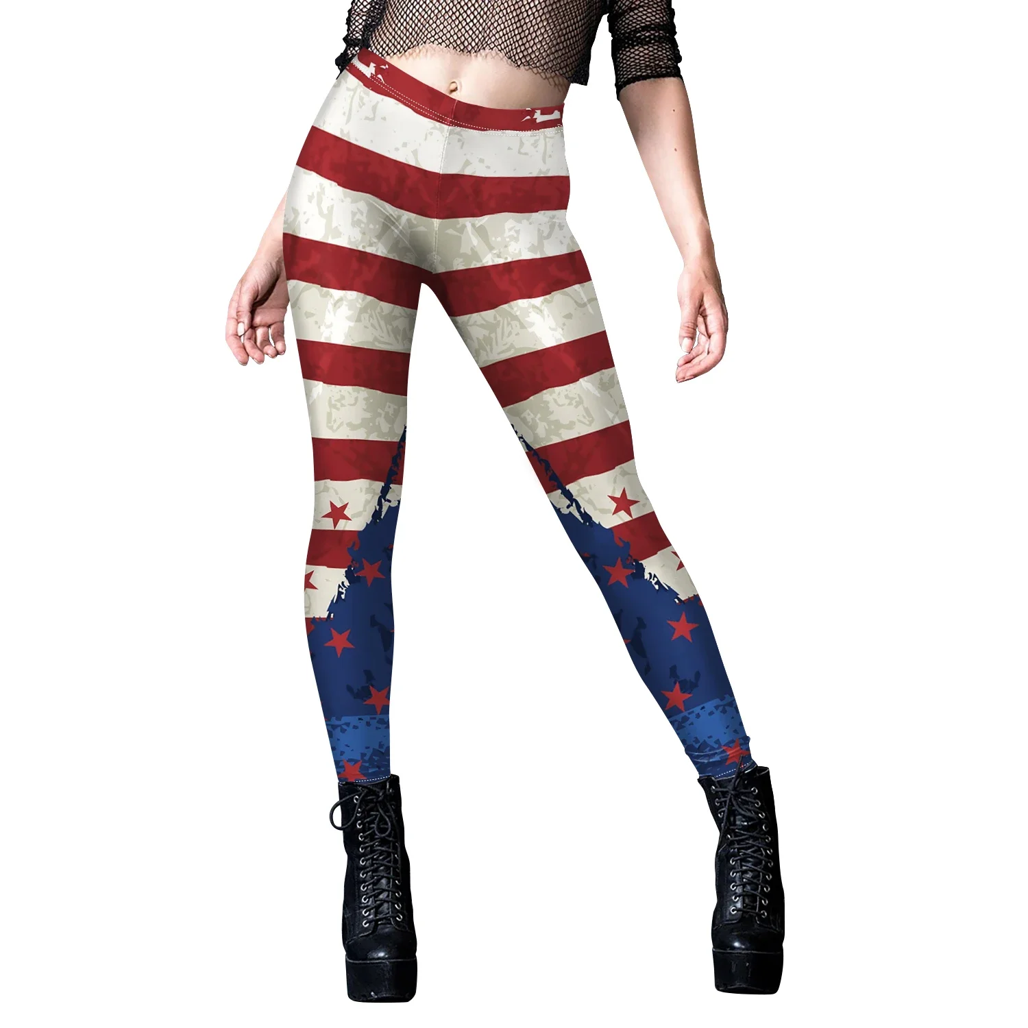 Eagle Flag Leggings for Women 4th of July Cosplay Pants Holiday Party Gifts Mid Waist Elastic Trousers Print Bottom