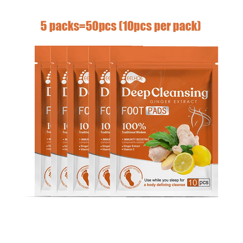 

50pcs Natural Bamboo Ginger Foot Pads Deep Cleansing Foot Pads For Feet Care Improve Sleep Detoxification And Body Shaping