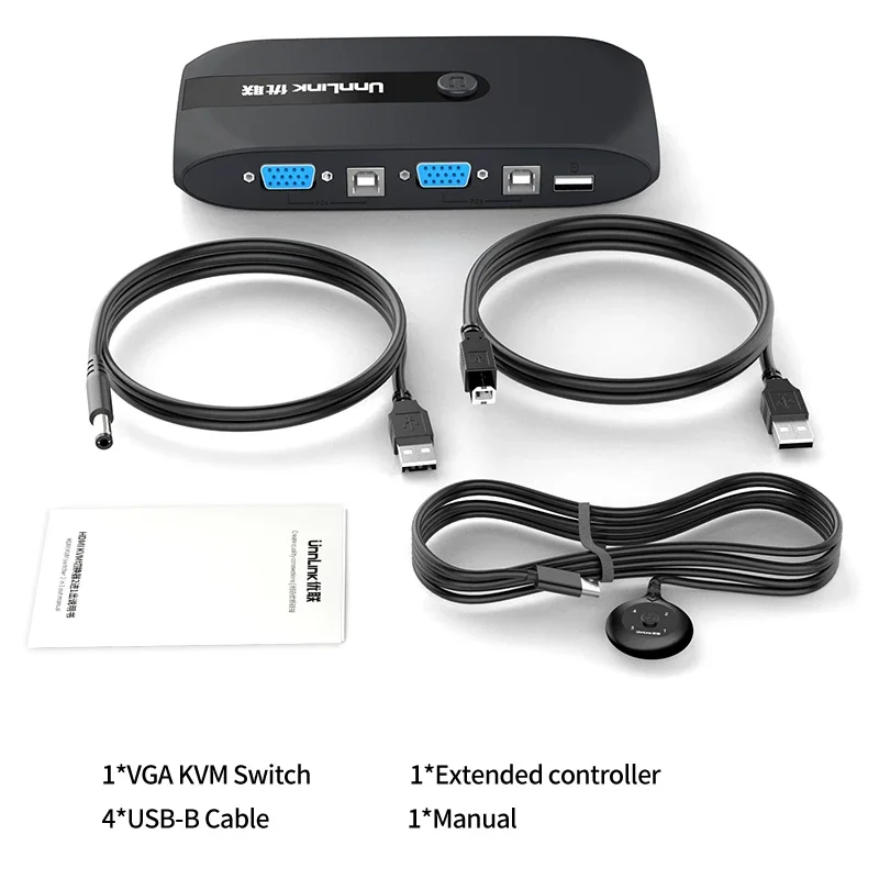 Unnlink 4X1 VGA KVM Switch 1080P Switcher Converter 4คอมพิวเตอร์ Laptor หุ้น1 Monitor 3 USB 2.0สำหรับแผ่นคีย์บอร์ดเครื่องพิมพ์