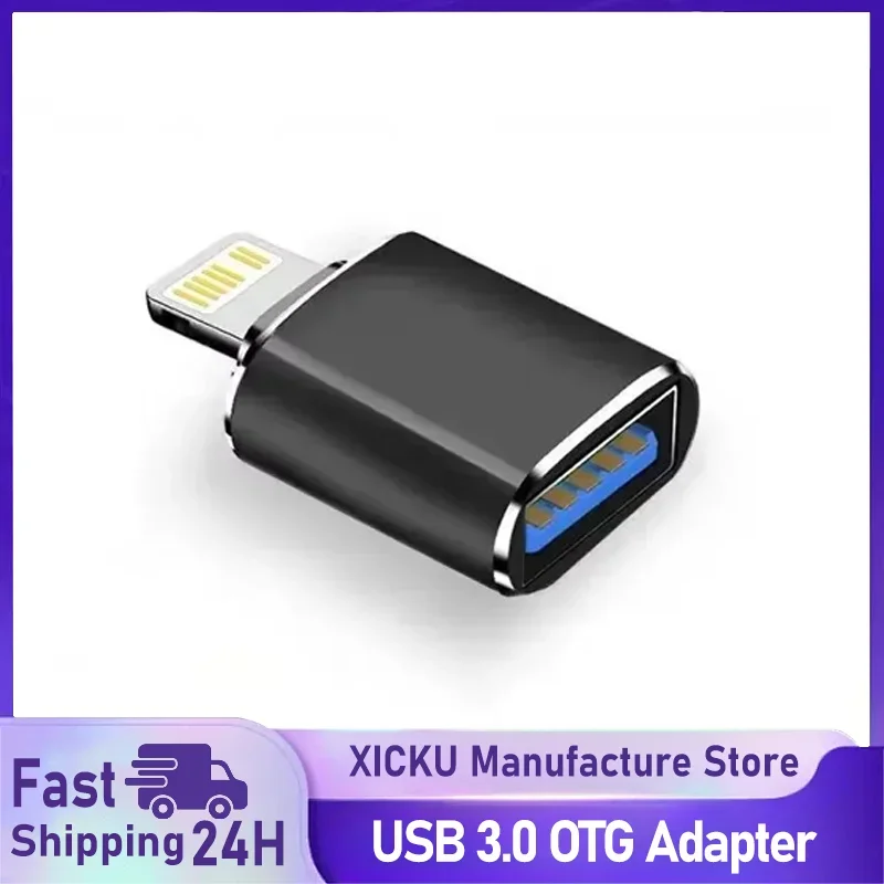 

USB 3.0 OTG Adapter for iPhone 13 14 15 16 Pro XS Max XR X 8 Plus 7 6s IPad Lightning Male To USB 3.0 Adapter for IOS 13 Above