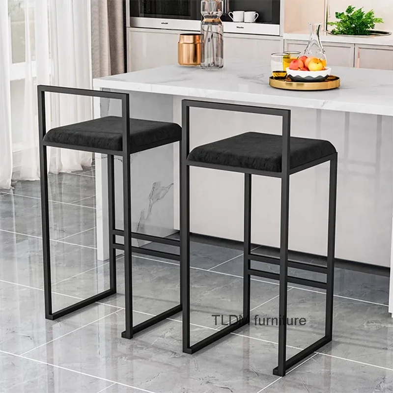 

Leather Nordic Bar Chair Kitchen Island Counter Salon Reception Bar Stool Barstool Sillas High Para Comedor Restaurant Furniture