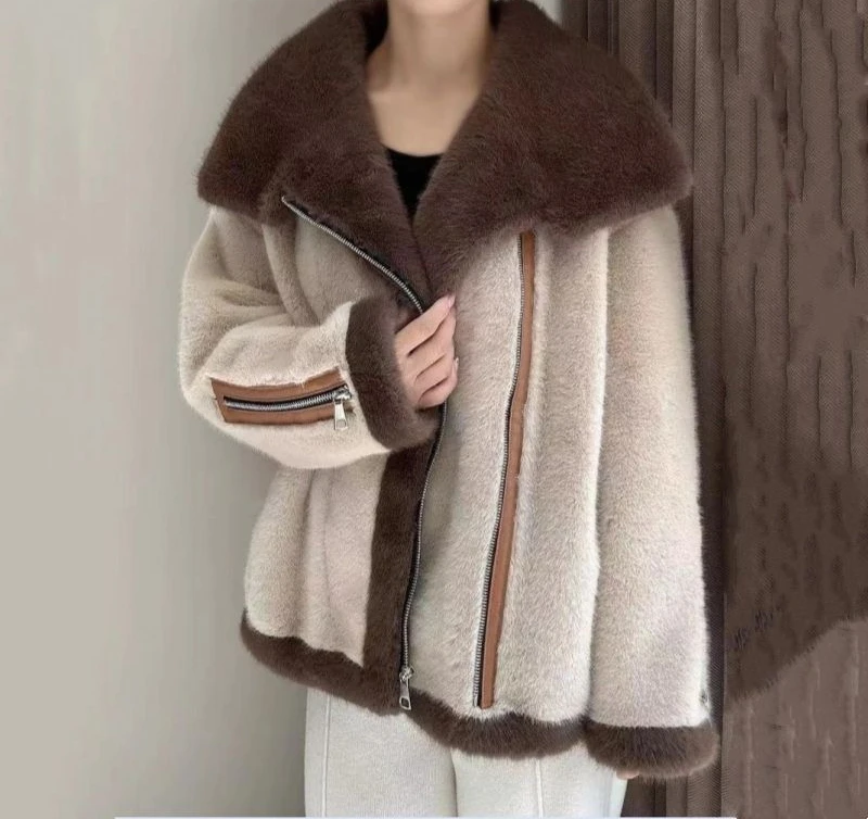 

2025 Short Coat New Loose Casual Coat Winter Zipper Collar Coat