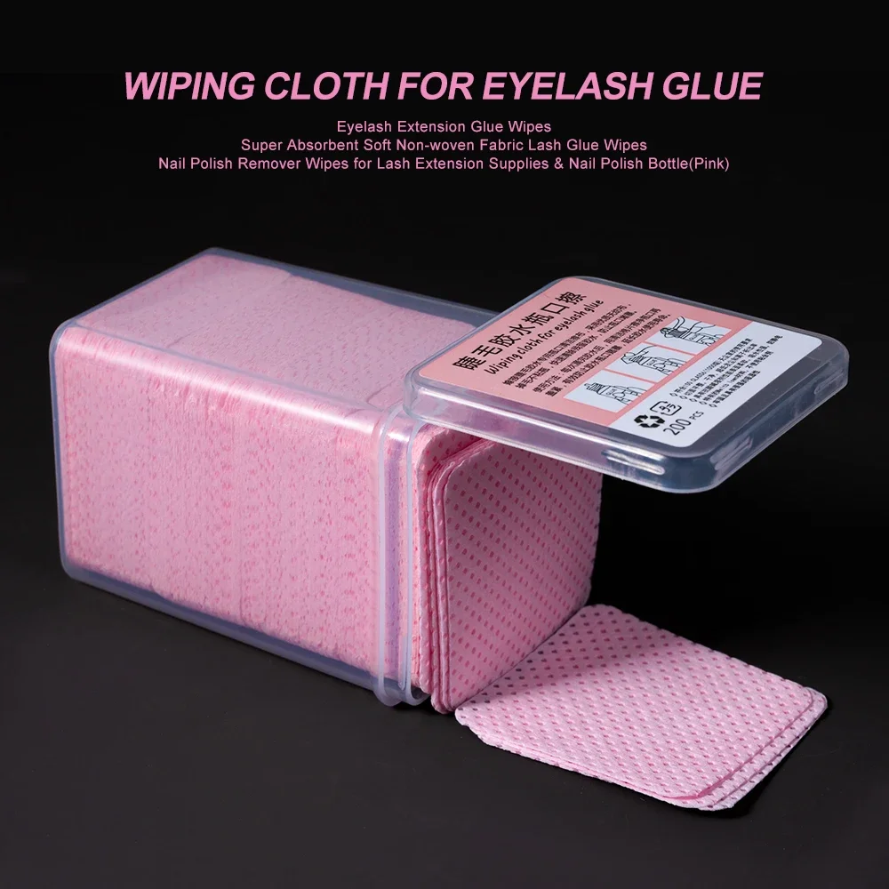 200Pcs Pink Lint-Free Nail Polish Remover Wipes UV Gel Glue Removal Cotton Pads for Manicure & Makeup Cleaning Tools view 5