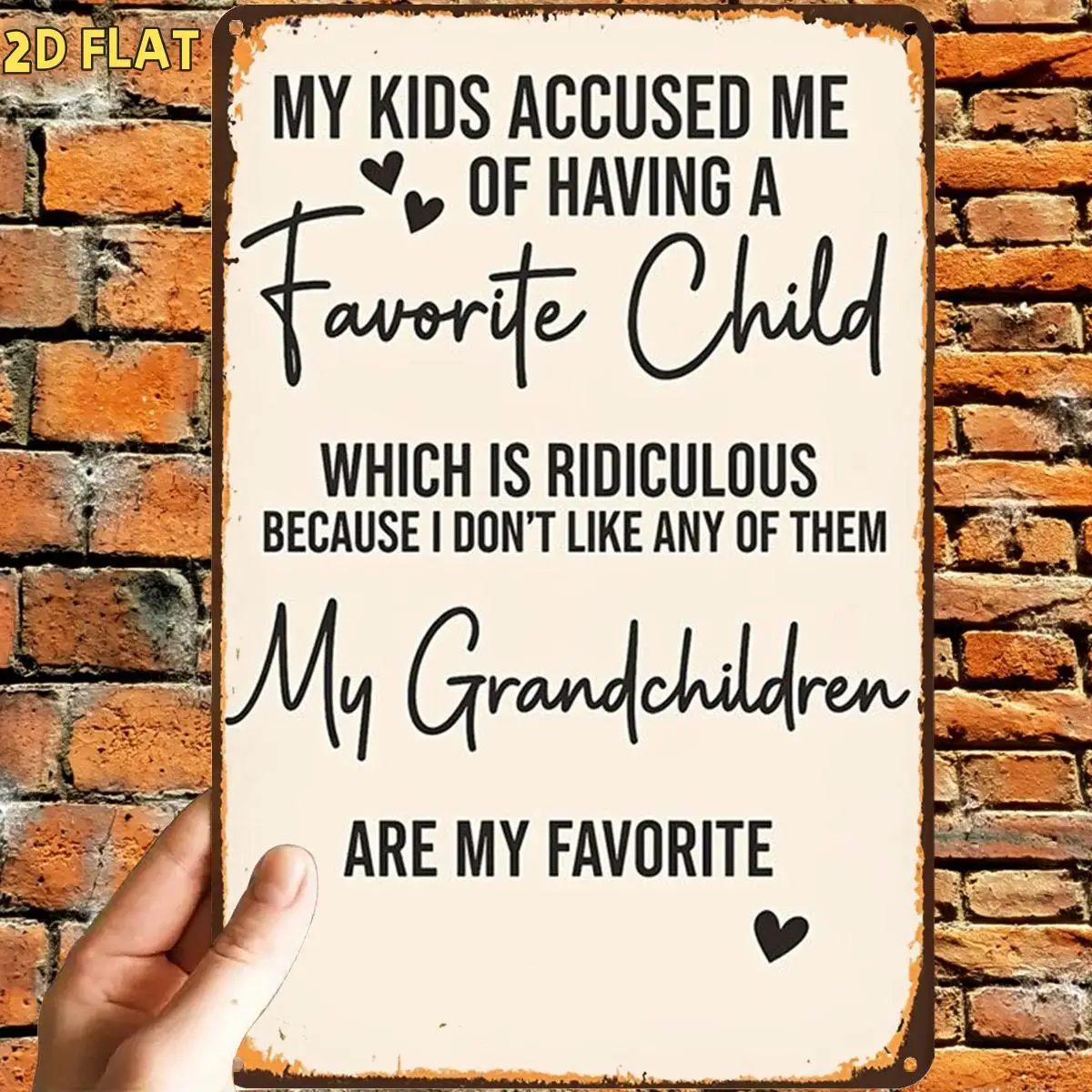 2D Flat, 1pc, Retro Grandchildren Love Sign Metal Iron Sign, Pre-Drilled Holes, Suitable for Indoor, Garden, Outdoor, Home, Offi