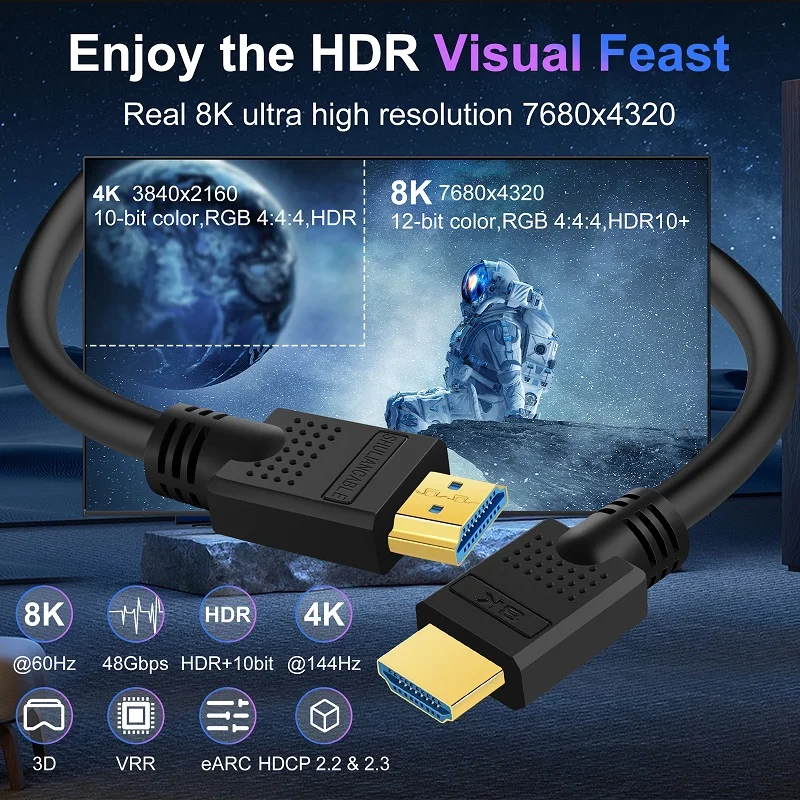 SHULIANCABLE  8K HDMI cable 2.1 cable 48Gbps high-speed HDMI| 8K@120Hz , compatible with monitor ultra-high definition TV PS5