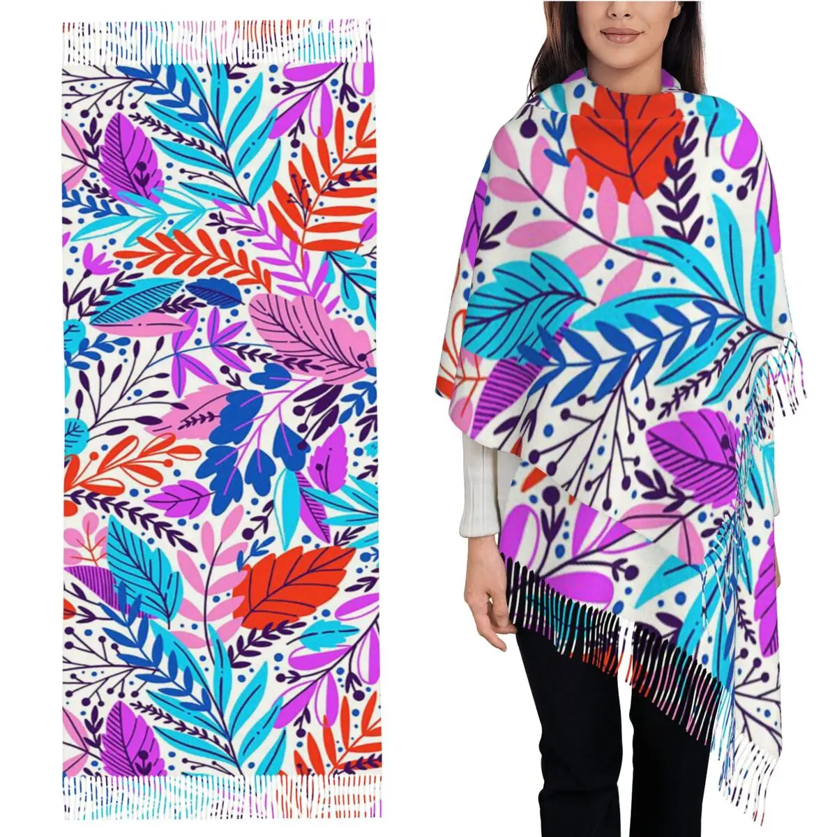 

Tropical Rainforest Flower Patterns In Brazil Scarf Tassel Scarves Women Soft Warm Shawls and Wraps Long Fall Winter Shawl Wrap