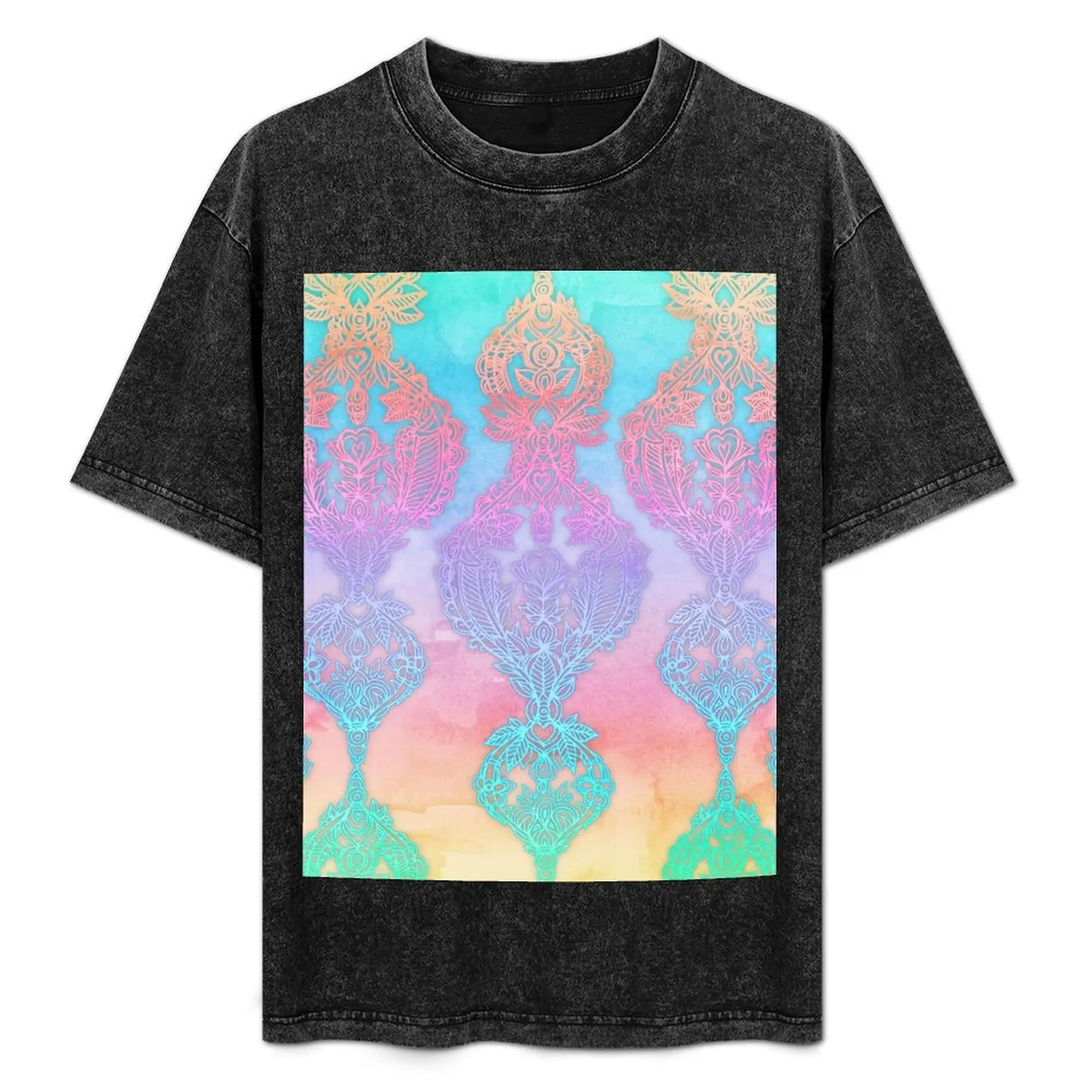 

The Ups and Downs of Rainbow Doodles T-Shirt Minimalist Casual Short Sleeve Top