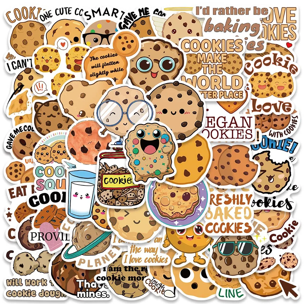 50pcs Cute Cartoon Food Snack Cookies Stickers For Laptop Phone Luggage Guitar Bicycle Car Waterproof Graffiti Vinyl Decals