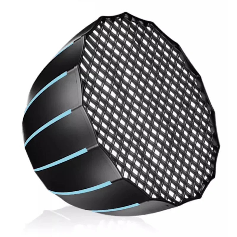 90cm Softbox with Grid 16-rib Deep Parabolic Umbrella Softbox Metal Bowens Mount for Photography Flash Light