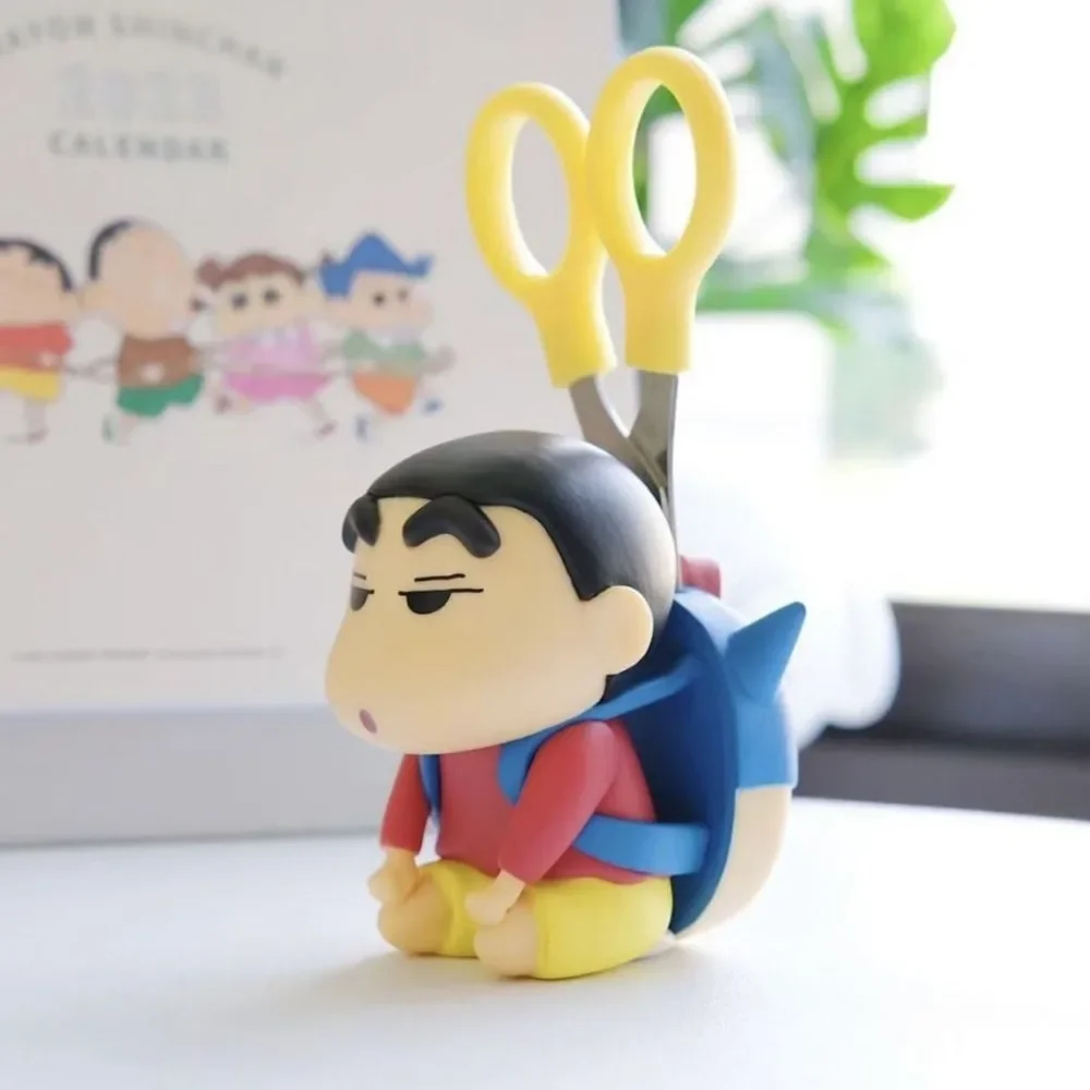 تلوين شين تشان مقص تخزين لطيف الكرتون الأصالة النمذجة تخزين حلية سطح المكتب زخرفة مع مقص أفضل هدية