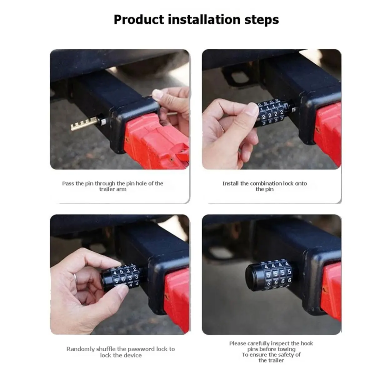 Keyless Combination Trailer Hitch Pin Lock for Large Car,Boat- 5/8