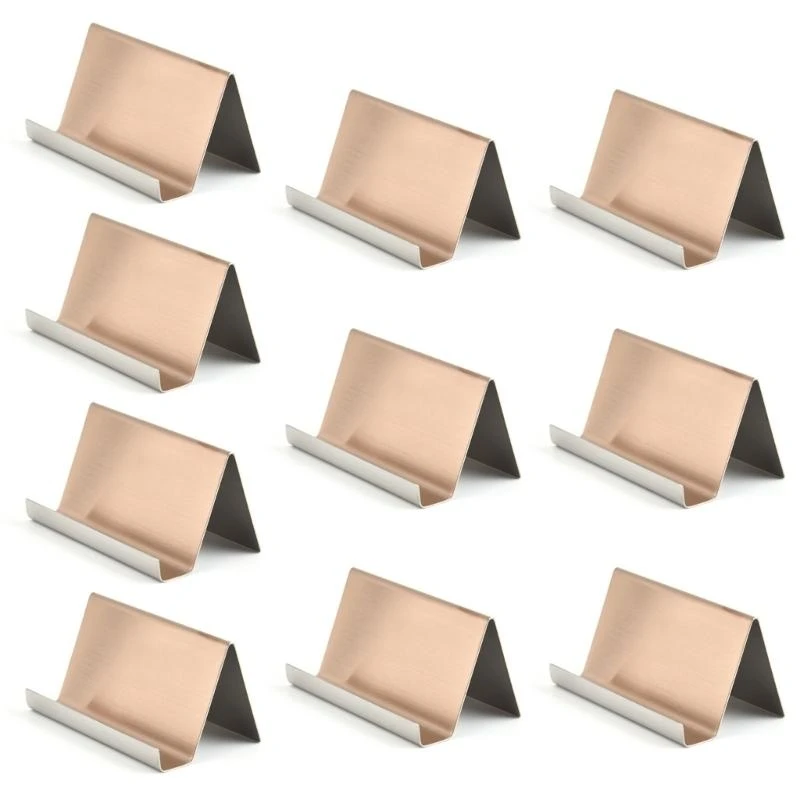 10Pcs Stainless Business Card Holder Display Shelf Multi-purpose Name Card Case K92C