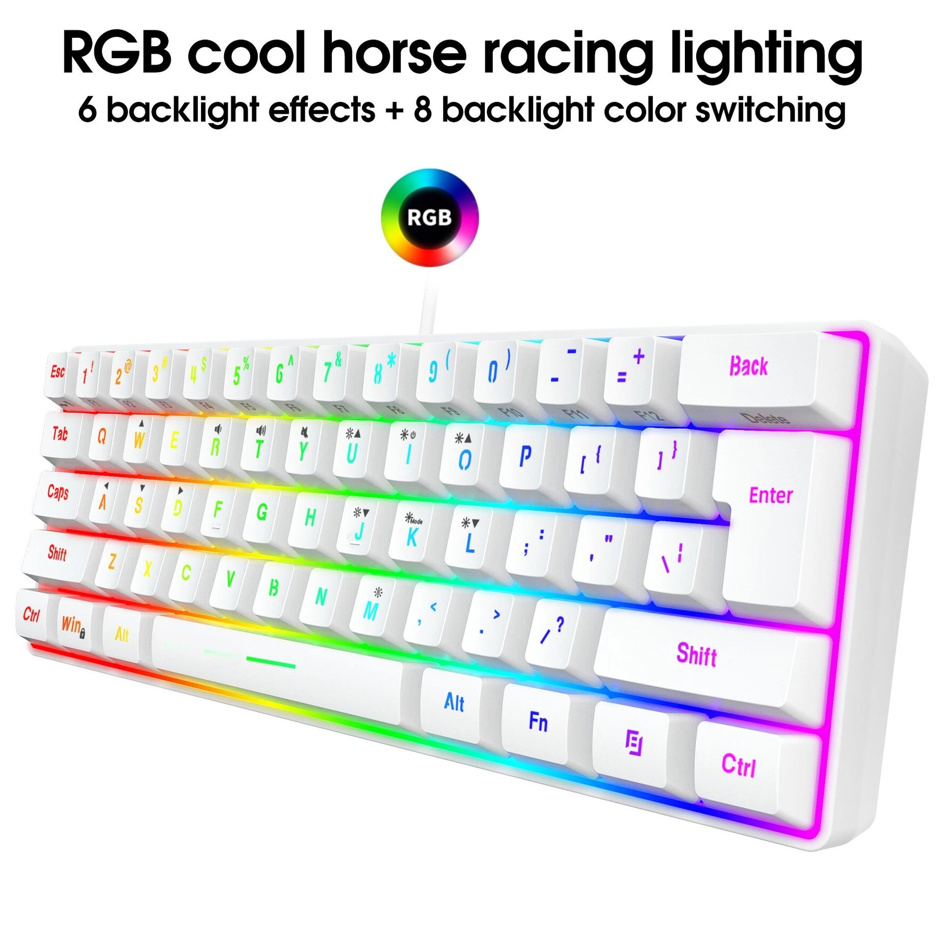 Teclado gamer pc retroiluminado 61 teclas teclados con cable ergonómico usb 60% ordenador portátil RGB teclado negro teclado blanco